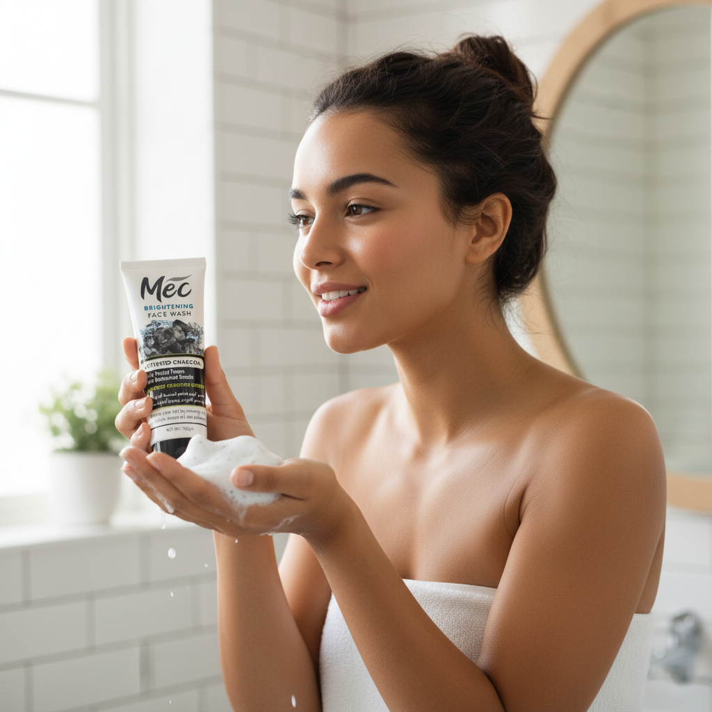 Mec Brightening Face Wash with Activated Charcoal & Botanical Beads – 100ml