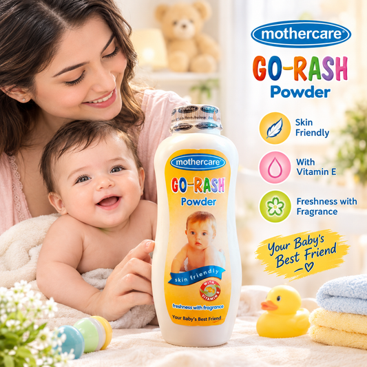Mothercare GO-RASH Baby Powder – Skin Friendly with Vitamin E