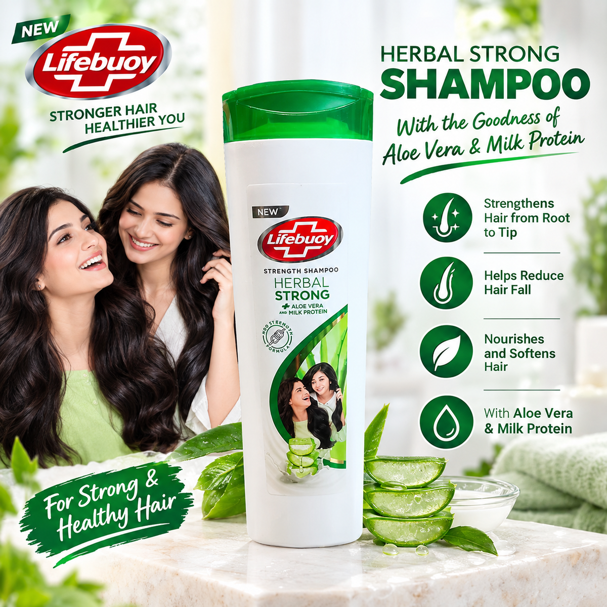 Lifebuoy Naturally Strong Strength Shampoo – Onion & Aloe Vera | Pro Strength Formula