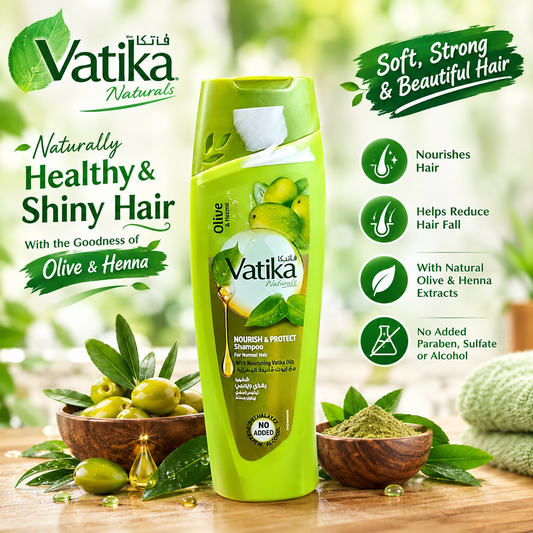 Vatika Naturals Nourish & Protect Shampoo – Olive & Henna | For Normal Hair
