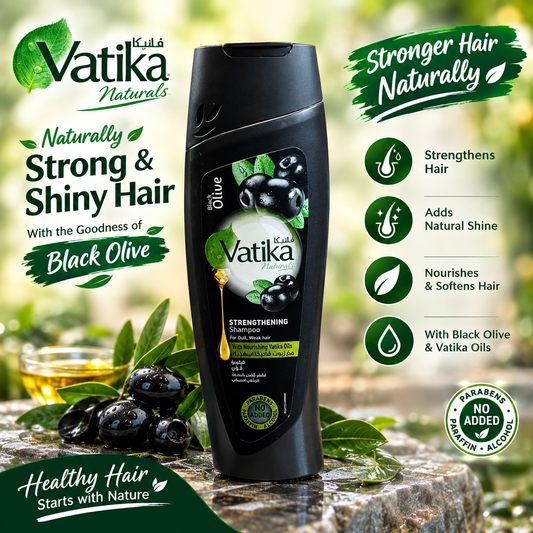 Vatika Naturals Black Olive Strengthening Shampoo – With Nourishing Vatika Oils