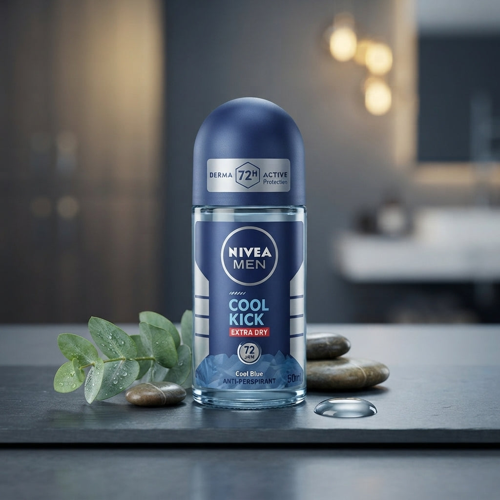 Nivea Men Cool Kick Extra Dry Roll-On – 72H Anti-Perspirant (50ml)