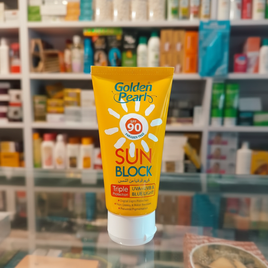 Golden Pearl SPF 90 Sun Block – Triple Protection (UVA + UVB & Blue Light)